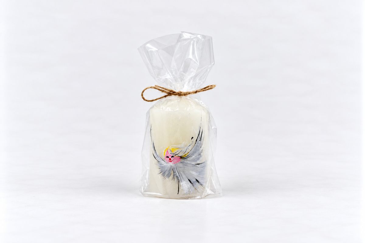 Enkelikynttilä, luonnonvalkoinen, 6 × 10 cm