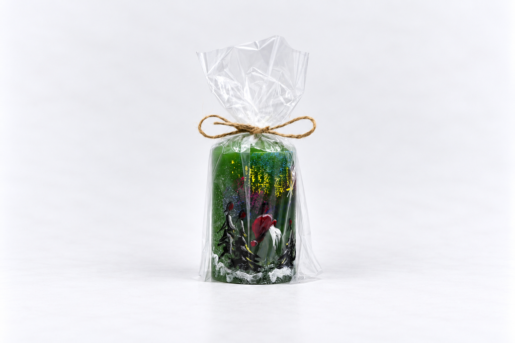 Gnome candle, green, 6 × 10 cm
